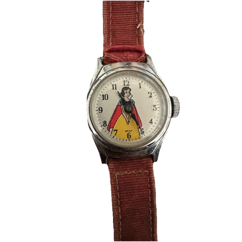 Vintage 1950s Walt Disney Snow White Character Watch with Red Band